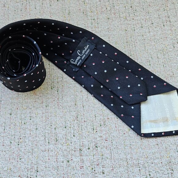 Vintage Pierre Cardin Tie Black Necktie Classic Tie - Picture 7 of 9
